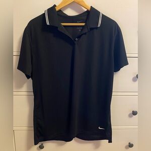 Nike Dri-Fit Polo, women’s, black, striped collar, EUC, XXL OR 2XL